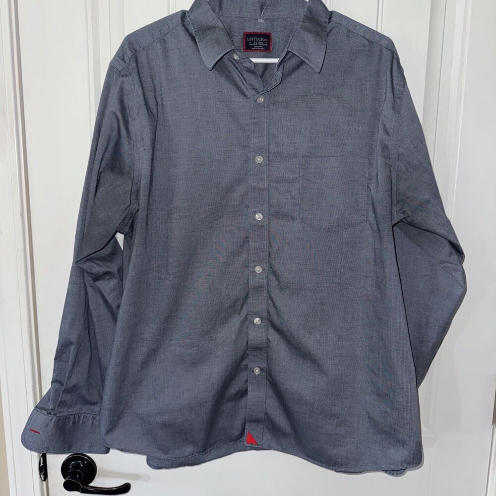 UNTUCKit Wrinkle Free Shirt Mens XL Blue Cotton Button Down Modern Minimal